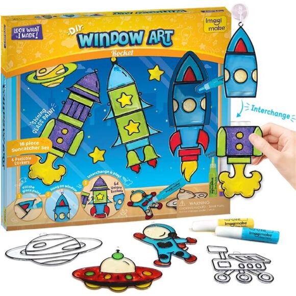 Window Art for Kids - Rocket | Suncatcher Kits for Kids, Arts and Crafts for Kid - Picture 1 of 7